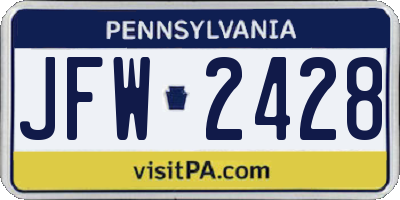 PA license plate JFW2428