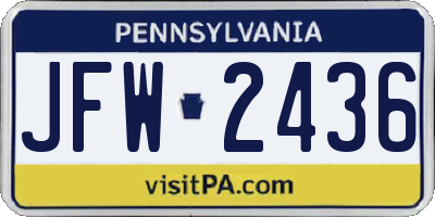 PA license plate JFW2436