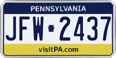 PA license plate JFW2437