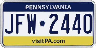 PA license plate JFW2440
