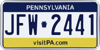 PA license plate JFW2441