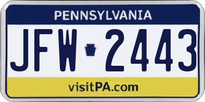 PA license plate JFW2443