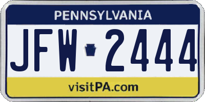 PA license plate JFW2444