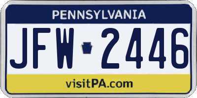PA license plate JFW2446