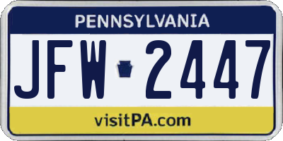 PA license plate JFW2447