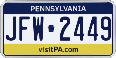 PA license plate JFW2449