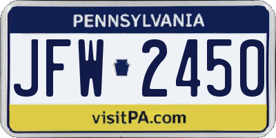 PA license plate JFW2450