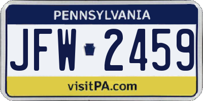 PA license plate JFW2459