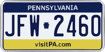 PA license plate JFW2460
