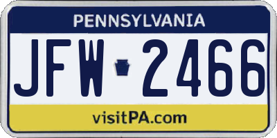 PA license plate JFW2466