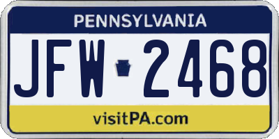 PA license plate JFW2468
