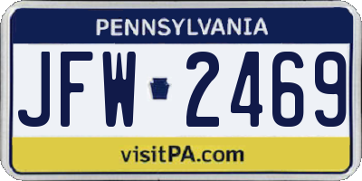 PA license plate JFW2469