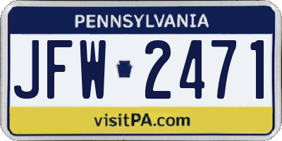 PA license plate JFW2471