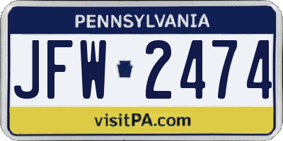 PA license plate JFW2474