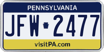 PA license plate JFW2477