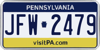PA license plate JFW2479
