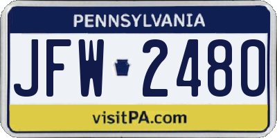 PA license plate JFW2480