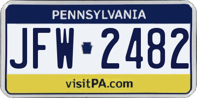 PA license plate JFW2482