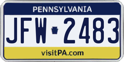 PA license plate JFW2483
