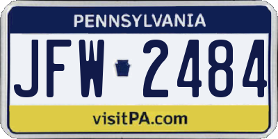 PA license plate JFW2484