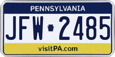 PA license plate JFW2485
