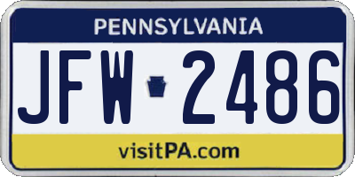 PA license plate JFW2486