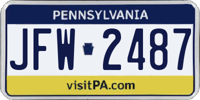 PA license plate JFW2487
