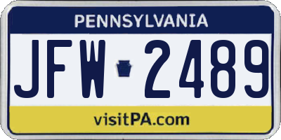 PA license plate JFW2489