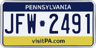 PA license plate JFW2491