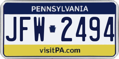 PA license plate JFW2494