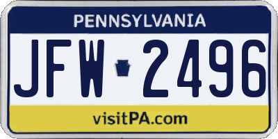 PA license plate JFW2496