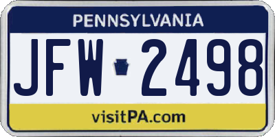 PA license plate JFW2498
