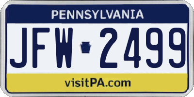 PA license plate JFW2499