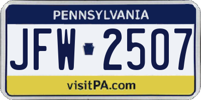 PA license plate JFW2507