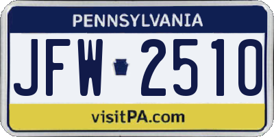 PA license plate JFW2510