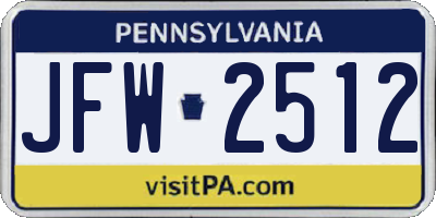 PA license plate JFW2512