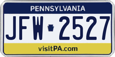 PA license plate JFW2527