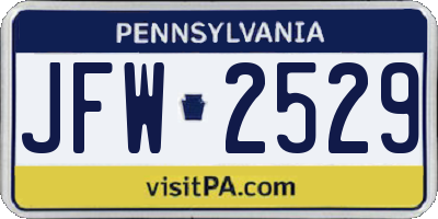 PA license plate JFW2529