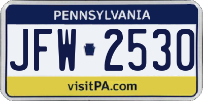 PA license plate JFW2530