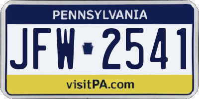 PA license plate JFW2541