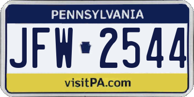 PA license plate JFW2544