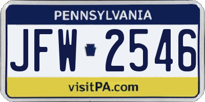 PA license plate JFW2546