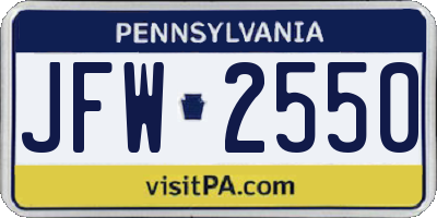 PA license plate JFW2550