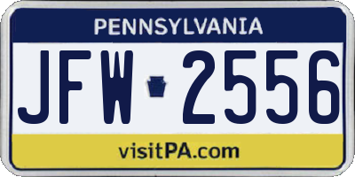 PA license plate JFW2556