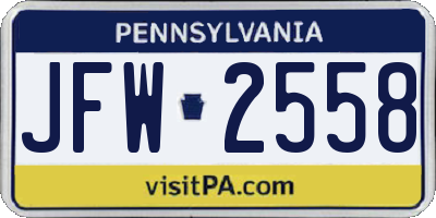 PA license plate JFW2558