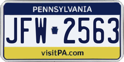 PA license plate JFW2563