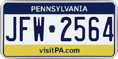 PA license plate JFW2564