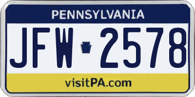 PA license plate JFW2578