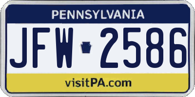 PA license plate JFW2586