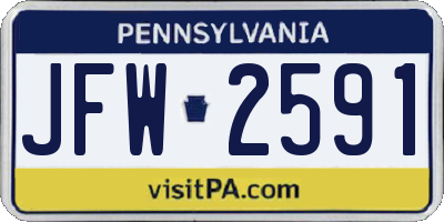 PA license plate JFW2591